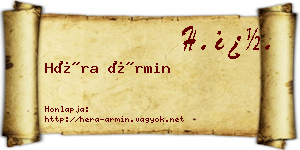Héra Ármin névjegykártya